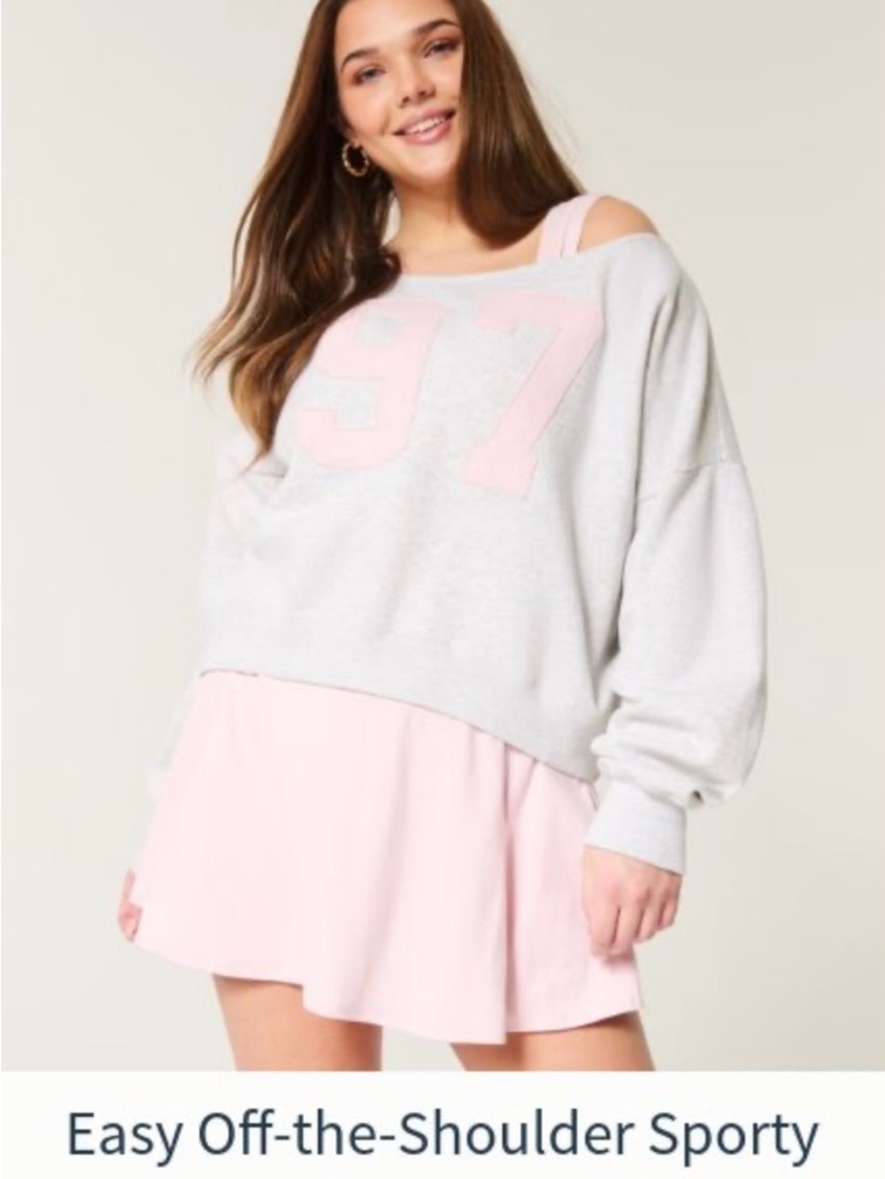 #144- Hollister Cozy Gray Fleece Off The Shoulder - Picture 1 of 9